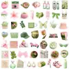 50 Pegatinas Coreanas Rosas y Verdes Frescas de Verano para Teléfono, Patineta, Agenda, Botella de Agua, Impermeables, Calcomanías Estéticas Estilo Ins