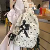 2025 Nuevo Mochila Rayada con Lazo Casual, Linda, de Moda y Versátil Estilo Coreano de Alta Apariencia Mochila Escolar para Estudiantes