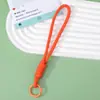 Cordón para teléfono tejido color macarrón con bloques de color, correa de muñeca larga, cordón de pulsera de nailon bicolor hecho a mano para DIY