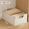 Caja de Almacenamiento de Algodón y Lino Tianshan Estilo Cajón con Asa de Madera Plegable Lavable para Ropa Organización en Capas Cesta de Almacenamiento Estilo Japonés