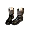 Botas de Cavaleiro Ocidental com Salto Grosso Versátil Femininas Bico Redondo Outono Fivela de Cinto Botas Martin Estilo Novo Emagrecedor Retro Jeans 2026
