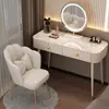 Tocador de pizarra con un toque de lujo ligero y de alta gama, moderno y sencillo para dormitorios pequeños, tocador de maquillaje de madera maciza en estilo crema