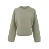 Suéter pullover de tricô com tranças estilo europeu e americano Ins para mulheres, atacado, novo para o início do outono, estilo executivo, manga reta, acinturado