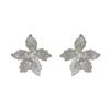 Pendientes de flores de metal con incrustaciones de diamantes, sencillos y de moda de nicho, para mujer, con broche de plata s925, pendientes distintivos de alta gama que combinan con todo.