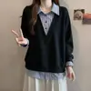 Moletom de gola alta listrado plus size para mulheres, nova coleção de outono 2026, plus size, corte que valoriza o corpo e fica ótimo