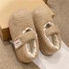 Pantuflas de Algodón Mary Jane Baotou para Mujer en Otoño e Invierno Nuevo Estilo Coreano Suela Gruesa Cómodas y Versátiles Hogar Forro de Felpa Cálidos Zapatos de Algodón