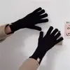 Luvas Longas de Tricô Vermelhas Coreanas para Mulheres, Novo Modelo de Inverno, Luvas de Ciclismo de Cinco Dedos com Tela Sensível ao Toque
