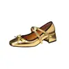 Zapatos para Mujer Talla Grande Lazada Pedido Extranjero Primavera 2025 Cómodos de Tacón Medio 32-46 Cuadrados Grandes y Pequeños Versátiles Mariposa