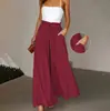 2026 Más Vendido de Amazon Pantalón Falda Casual Ancho de Pierna Suelto con Cordón de Cintura Alta Europeo y Americano En Stock Venta al por Mayor
