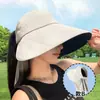 Sombrero de Sol de Verano para Mujer de Goma Negra con Ala Ancha, Resistente a los Rayos UV, Sombrero de Sol para Exteriores, Sombrero de Pescador