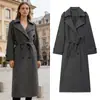 Comercio Exterior Transfronterizo En Stock Estilo Europeo y Americano Abrigo Largo de Lana Doble Botonadura Clásico de Invierno para Mujer Estilo Británico