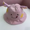 Chapéu Versátil de Primavera e Outono Chapéu Bucket para Bebê Fofo com Galhos Pequenos Chapéu de Bacia Infantil Estilo Coreano Rosto Sorridente Chapéu de Sol de Verão