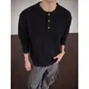 Suéter de punto con cuello Henry para hombre, parejas, estilo old money, corte holgado, cuello semiabierto, color liso, tendencia otoño e invierno, venta al por mayor de fábrica transfronteriza