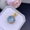 Colgante de Topacio Azul Cielo Enviado Tamaño de la Piedra Principal Aprox. 12*12mm Plata 925 Mano de Obra Fina Incrustación
