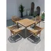 Juego de Mesa y Sillas de Exterior con Sombrilla Patio Balcón al Aire Libre Terraza Ratán Tejido Exterior Impermeable Estilo Ocio Madera Anticorrosión Mesa y Sillas