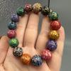 Pulsera grande de cuentas multi-tesoro de laca, cuentas de sándalo morado, base, pulsera grande de laca, cuentas de laca de perla en espiral, artesanías de laca para hombres y mujeres