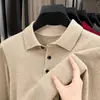 Suéteres para hombre al por mayor transfronterizos, nuevos de otoño e invierno, engrosados, con cuello, casual de negocios, cálidas camisetas de punto básicas para hombres de mediana edad