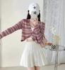 Suéter de Rayas Degradadas para Mujer Otoño e Invierno Ajustado Adelgazante Cuello Cuadrado Único Tejido Base Camisa de Manga Larga Top Delgado