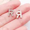 26 Letras Capitales Incrustadas con Diamantes en Inglés, Accesorios de Joyería de Aleación de Zinc K Blanco, Colgantes para Bricolaje, Pendientes, Pulseras, Colgantes