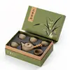 Caja de Regalo Set de Té con Tapa abatible, Caja de Embalaje Estilo Chino, Caja Portátil Deluxe con Tapa abatible para Ceremonia de Té Personalizada, Embalaje de Set de Té