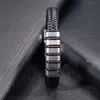 Comercio Electrónico Transfronterizo Nuevo Estilo Étnico Pulsera de Acero Inoxidable y Cuero Moda Europea y Americana Tendencia Caliente Pulsera para Hombre con Hebilla Magnética de Acero de Titanio