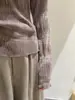 [Kai Pu] Treze Fileiras Outono Veludo Francês Seda Jacquard Plissado Ombro Único Versátil Manga Longa Camisa Pequena CSA7172