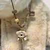 Colar com Pingente de Maçã de Cachorrinho Brincalhão Adequado para o Verão, Corrente de Suéter Longa Trançada Dopamina Fofa para Mulheres