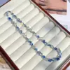 Colar de Doces Cristal com Pingente de Gota de Água Quadrado Gradiente Azul Claro Design Original da Shijia, Disponível Exclusivamente para Vendas Transfronteiriças