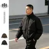 ORIGTEEN Jaqueta de Algodão Inverno Solta com Gola Alta Silhueta Retro Tendência Jaqueta de Trabalho Masculina Roupas de Algodão MY9035