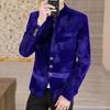Traje informal de cuello alto para hombre, primavera y otoño, estilo coreano, túnica china, chaqueta lisa, traje pequeño de una pieza atractivo y moderno para hombre.