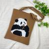 Bolsa de Tricô Ins Desenho Panda Feminina Moda para Carregar na Mão Grande Capacidade Bolsa de Ombro Bolsa Transversal Bolsa