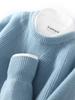 Suéter de lana pura de doble hebra engrosada para hombre, suéter de cuello redondo con patrón de borde mate para hombre, otoño e invierno, talla grande, suéter de lana de punto para debajo de la ropa, hombre