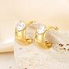 Novos Brincos de Aço Inoxidável C-Shaped com Diamante Estilo Retro Luxo Leve Design em Aço Titânio Senso de Design Simples Moda Brincos Joias