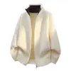 Cárdigan de punto con cremallera, cuello alto, bloques de color, para hombre, Otoño/Invierno 2026, juvenil, holgado, color liso, engrosado, suéter casual