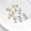 Chapado en color oro aplaudido de cobre de 14k Zircón con incrustaciones de oro real Amor Hebilla Ot Hebilla de conexión DIY Accesorios para pulsera collar hechos a mano