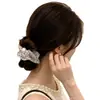 Diadema de Malla con Lunares y Perlas de Estilo Suave y Elegante para Mujer, Cuerda de Cabello Francesa Versátil de Alta Elasticidad para Peinados de Moño