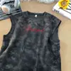 Colete sem mangas tendência jovem estilo americano camiseta estampada tie-dye para homens respirável adolescentes verão colete casual 2026
