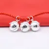 Pie plata 990 Plata de Ley Pulsera de tobillo con cascabeles cadena de bola perlada de plata de ley cuerda roja tejida joyería accesorios diy
