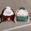Em estoque rolo de toalha de limpeza toalha bolsa com cordão bolsa de embalagem de toalha facial descartável bolsa com cordão transparente fosca portátil