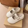 Pantuflas Verdes Mary Jane con Punta Cubierta para Mujer Otoño 2026 Calzado Exterior Slip-On Zapatos Perezosos Tejidos Sandalias Muy Bonitas Versátiles