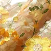 Saia Midi de Cintura Alta com Renda de Girassol Bordada Exquisita em Estilo Palaciano Retrô Francês com Flores Tridimensionais