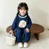 Nuevo Set Dulce de Encaje con Cuello Redondo para Niñas de Primavera y Otoño Estilo Coreano Dibujos Animados Bebé Comercio Exterior Casual Conjunto de Dos Piezas Más Vendido