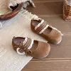 Zapatos pequeños de cuero con ribete de encaje, nueva colección primavera/otoño 2026, zapatos de niña estilo coreano con lazo y suela suave, zapatos de princesa