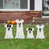Placa de Jardim de Halloween Mais Vendida Transfronteiriça, Placa Decorativa Assustadora de Fantasma Branco que Brilha no Escuro para Festa de Feriado