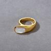 Anillo curvo con gemas incrustadas en oro real de 18 quilates, chapado en cobre, diseño de nicho europeo y americano, anillo de moda simple.