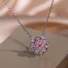 Juego de joyería estilo coreano circón rosa joyería de boda pendientes de botón transfronterizos europeos y americanos conjunto de tres piezas de collar y anillo