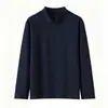 Outono/Inverno 2026 Novo Estilo Old Money Gola Henley Botões Estruturados Manga Longa Solta Moletom Pulôver Camiseta Manga Longa
