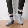 Botas de lluvia cortas transfronterizas para hombre, zapatos de vadeo Chelsea fijos de forro polar para mujer, zapatos de goma de caña baja, antideslizantes y resistentes al desgaste