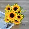 Pintura al óleo artificial Flor de girasol de mano para ceremonia de apertura Flor de girasol de satén de 10 cabezas estilo europeo para decoración del hogar estilo europeo