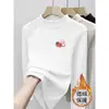 Camiseta Térmica de Forro Polar para Niñas con Estampado Lindo, Cuello Semi-Alto, Nueva Prenda para Otoño/Invierno 2026 para Niños Medianos y Mayores, Moderna